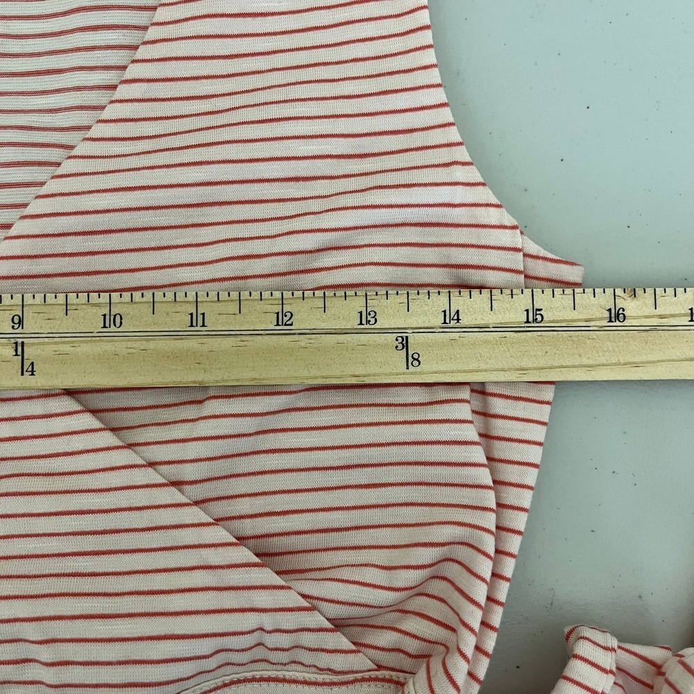 Toad&Co Cue Sleeveless Dress Pink Red Striped Wrap V-Neck Size S Small - Picture 6 of 12